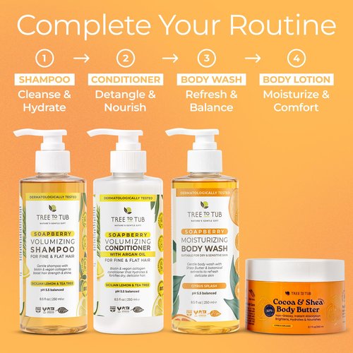 Tree to Tub Citrus Body Wash for Dry Skin & Sensitive Skin - pH Balanced Moisturizing Body Wash, Hydrating Sulfate Free Body Soap for Women & Men