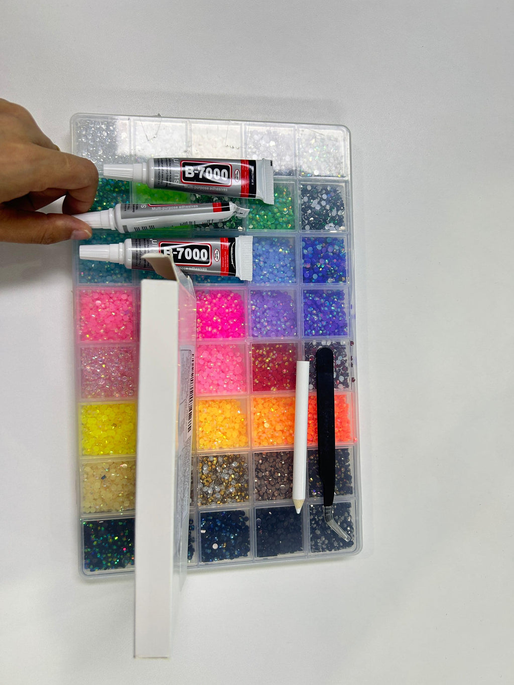 Zefy 40 Colors Resin Jelly Rhinestones for Bedazzling, 3mm 32000 Pcs Flatback Gems for Crafting, Bedazzling Kit with 3Pcs B7000 Glue for Clothing Shoes Nail Book Diamond Art