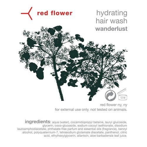 Red Flower Wanderlust Hydrating Shampoo - Sulfate-Free Moisture Boost with Coconut Glycerin & Pro-Vitamin B5 | 10 oz