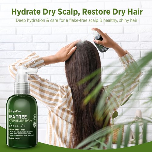RoyceDerm Tea Tree Scalp Relief Spray - Comfort, Hydration & Balance - Conditioning Support for All Hair Types