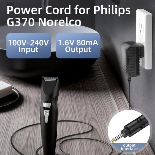 TEVSINPO 1.6V Power Cord for Philips Norelco G370 G250 G270 G290 G380 D350 G390, G470, G480 Grooming System Charger Replacement Charger for Philips Beard Hair Trimmer QC5015 QG3080 QG3150 QG3020
