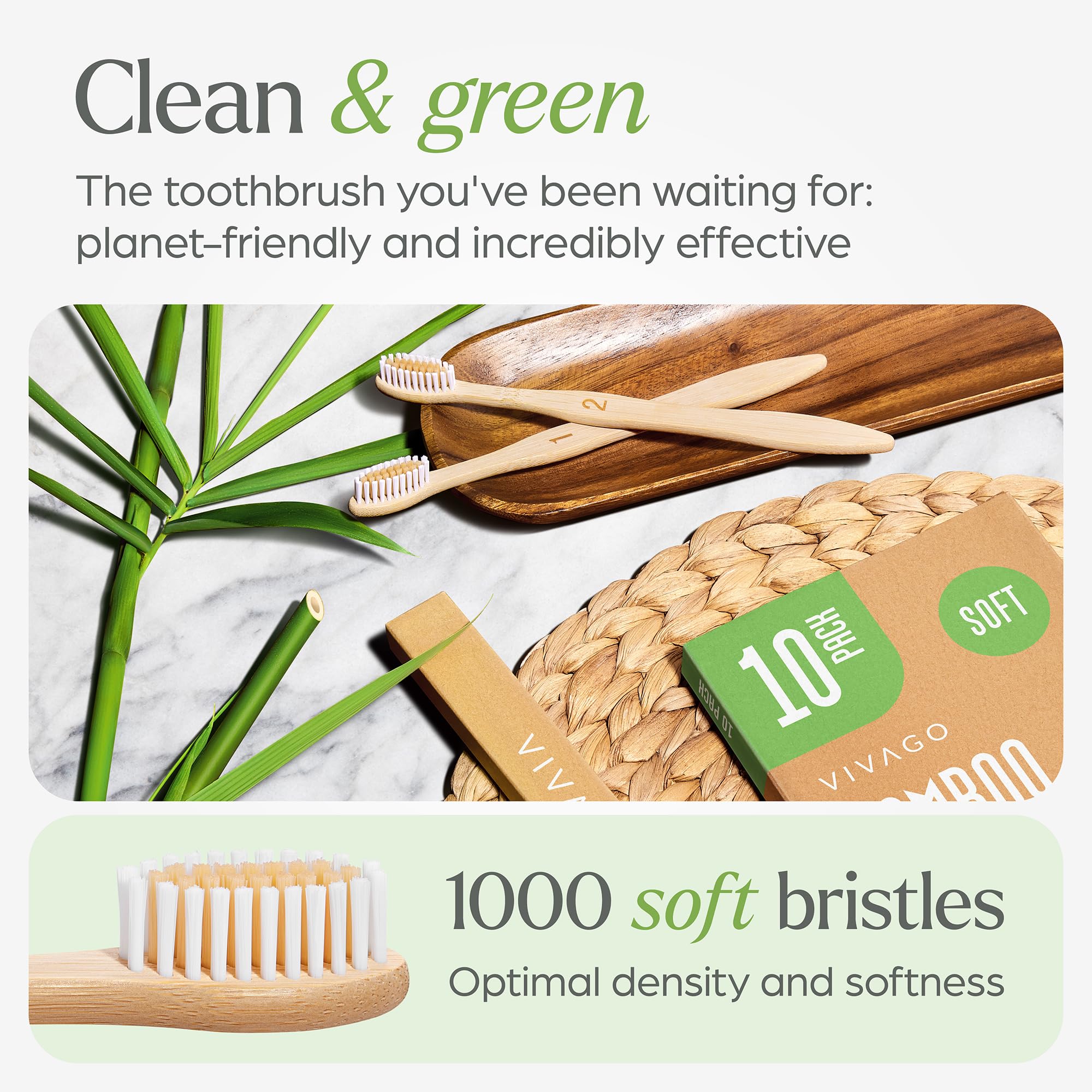 VIVAGO Bamboo Toothbrushes 30 Pack - BPA Free Soft Bristles Toothbrushes, Eco-Friendly, Natural Wooden Toothbrush