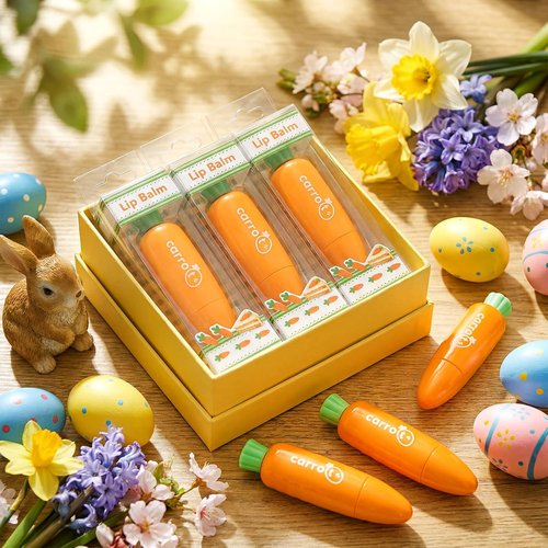 Skiennix Carrot Lip Balm - 6 Pcs Moisturizing Easter Beauty Gifts | Nourishing Spring Basket Stuffers
