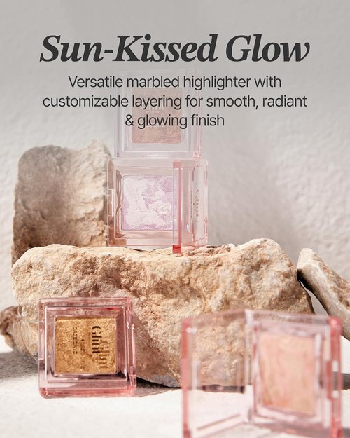 Glint Marble Highlighter - Sunset Bronze, 0.08oz | Korean Makeup for Smooth, Radiant Glow