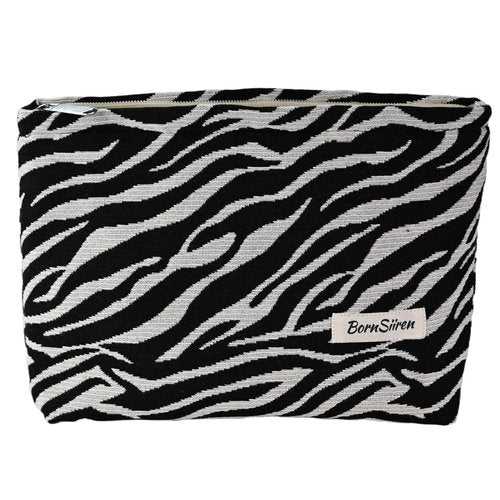 BornSiiren Zebra Print Makeup Bag, Cosmetic Bag for Women, Large Capacity Toiletry Bag,Zipper Pouch, Travel Accessories Storage with Lining