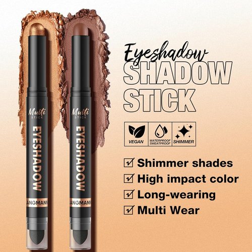 LANGMANNI Dual-Ended Cream Eyeshadow Stick Set - Silky Smooth, Waterproof & Transfer-Proof, All-Day Wear in 4 Colors