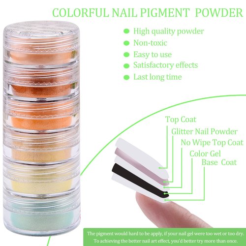Duufin 54 Colors Nail Pigment Powder Colorful Luminous Iridescent Glitter Pearlescent High-Gloss Halo Powder Pigment for Nails Art, Body and Crafts