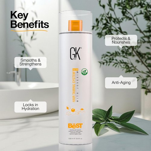GK HAIR Global Keratin Smoothing Keratin Hair Treatment - Professional Brazilian Blowout | 33.8 Fl Oz (1000ml) for Silky Smooth, Frizz-Free Hair
