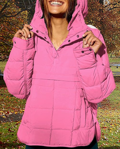 BIVENANT Women's Oversized Puffer Jacket - Lightweight Quilted Hoodie for Warmth & Comfort