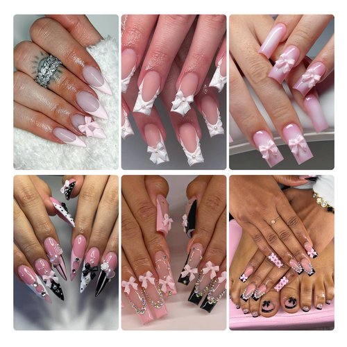 720 Pieces Bow Nail Charms 24 Color Multicolor 3D Bows for Nails Includes 5 Colors Transparent Bow Charms for Nails with Pickup Tool Cute Colorful Nail Bows for Manicure DIY Nail Decoration