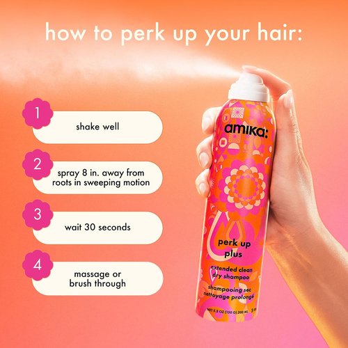 Amika Perk Up Plus Extended Clean Dry Shampoo - Lightweight & Buildable | Invisible Finish, No White Residue, All Hair Types