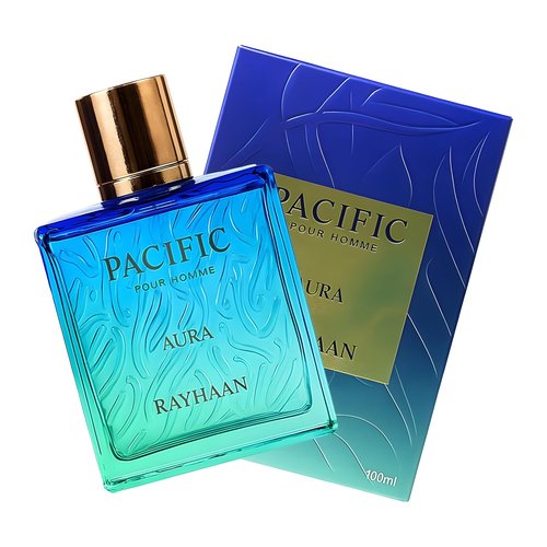 Rayhaan Pacific Aura Eau de Parfum Spray for Men - Citrus, Mint & Amber Scent | 3.4 Ounce (100 ml)