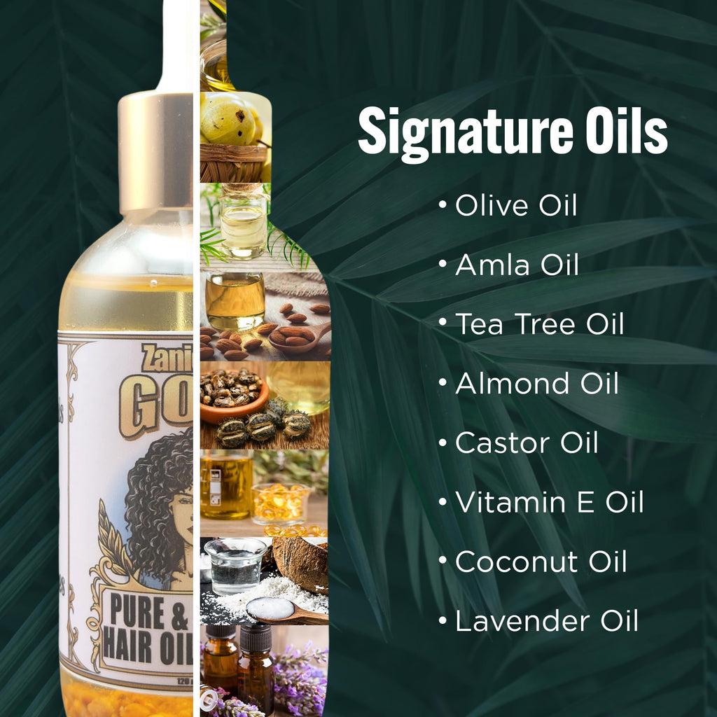 Zanichigo Gold Hair Oil – Fenugreek Strengthening Serum for Dry, Damaged, Frizzy & Coarse Hair | Anti-Hair Fall | Anti-Hair Loss Hair Growth Oil Treatment | All-Natural | 2 Ounce