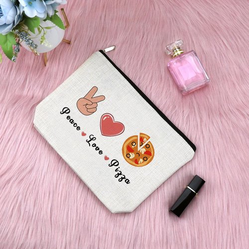 Fun Pizza Themed Cosmetic Bag - Pizza Lover Gift for Women & Foodies - Travel Toiletry Bag & Storage Pouch