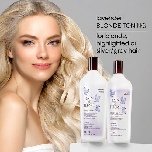 Bain de Terre Lavender Blonde Toning Conditioner - Neutralizes Brassy Tones for Cool Blonde Hair | 13.5 Fl Oz