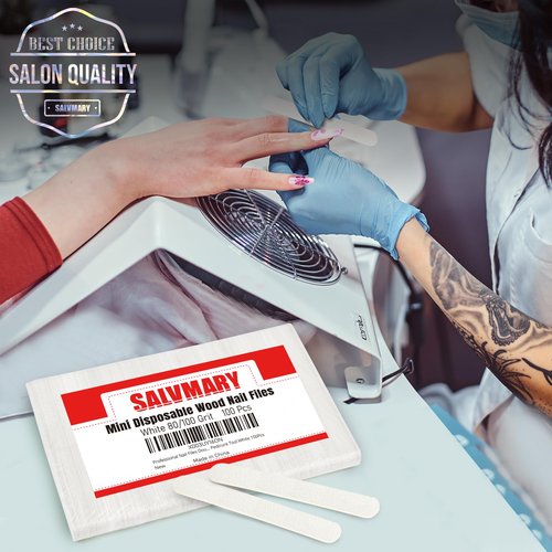 Professional Nail Files Double Sided Emery Board 80/100 Grit for Poly Gel Acrylic Nail Extension Manicure Pedicure Tool White 100Pcs