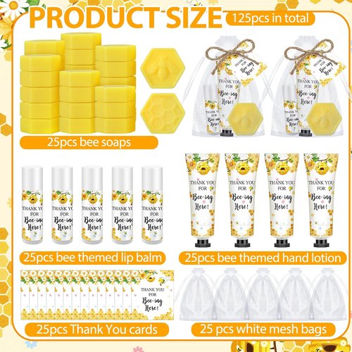 Skiennix Bee Themed Baby Shower Favors - 75 Pcs Sweet As Can Bee Lip Balms & Honeycomb Soap