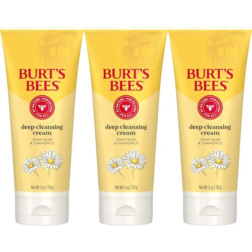 Burt's Bees Face Wash - Deep Cleansing Cream with Chamomile | All-Natural 6 oz (Pack of 3)