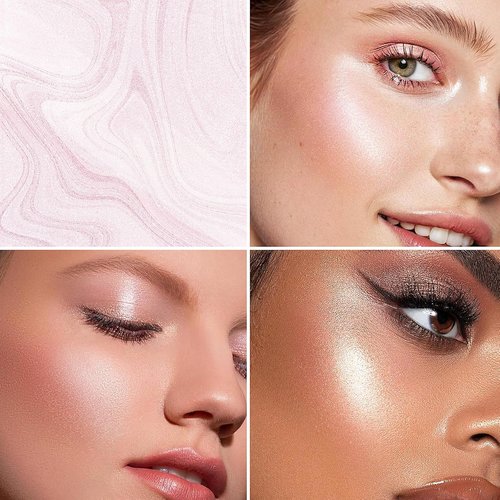 Skiennix Clear Dewy Marble Highlighter Stick - Buildable Glow for Face & Body | Vegan, 15g/0.53fl. Oz, Pink Silver