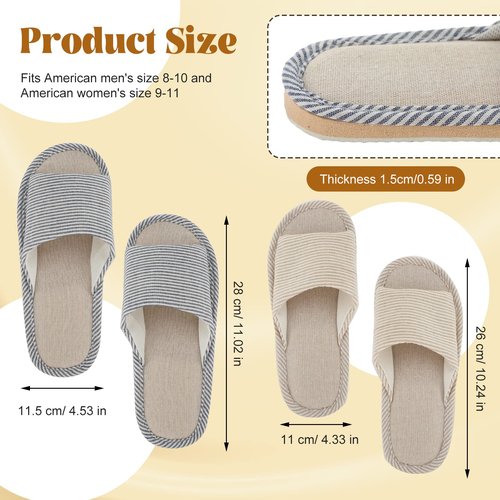 Mepase 8 Pairs Disposable House Slipper for Guests Open Toe Breathable Comfortable Spa Slippers for Indoor Home
