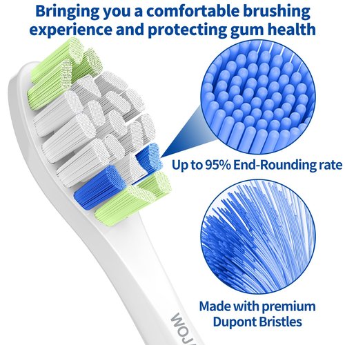 Replacement Toothbrush Brush Heads Compatible with Philips Sonicare Electric Toothbrushes with Click-on System Dupont Bristles for Optimal Plaque Remove, Pack of 10, White