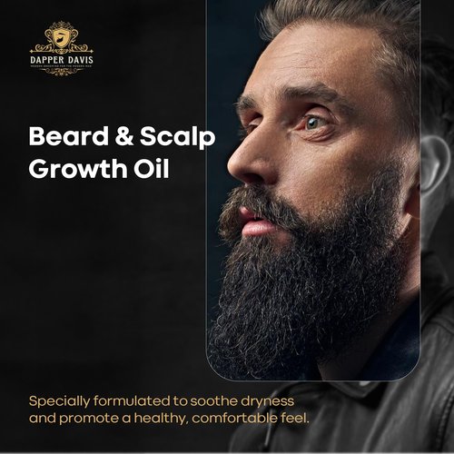 Dapper Davis Beard & Scalp Oil – Nourishing Hair & Beard Oil with Avocado, Jojoba & Rosemary Oils – Promotes Growth, Soothes Itchiness & Dryness – 4 fl oz(120ml)