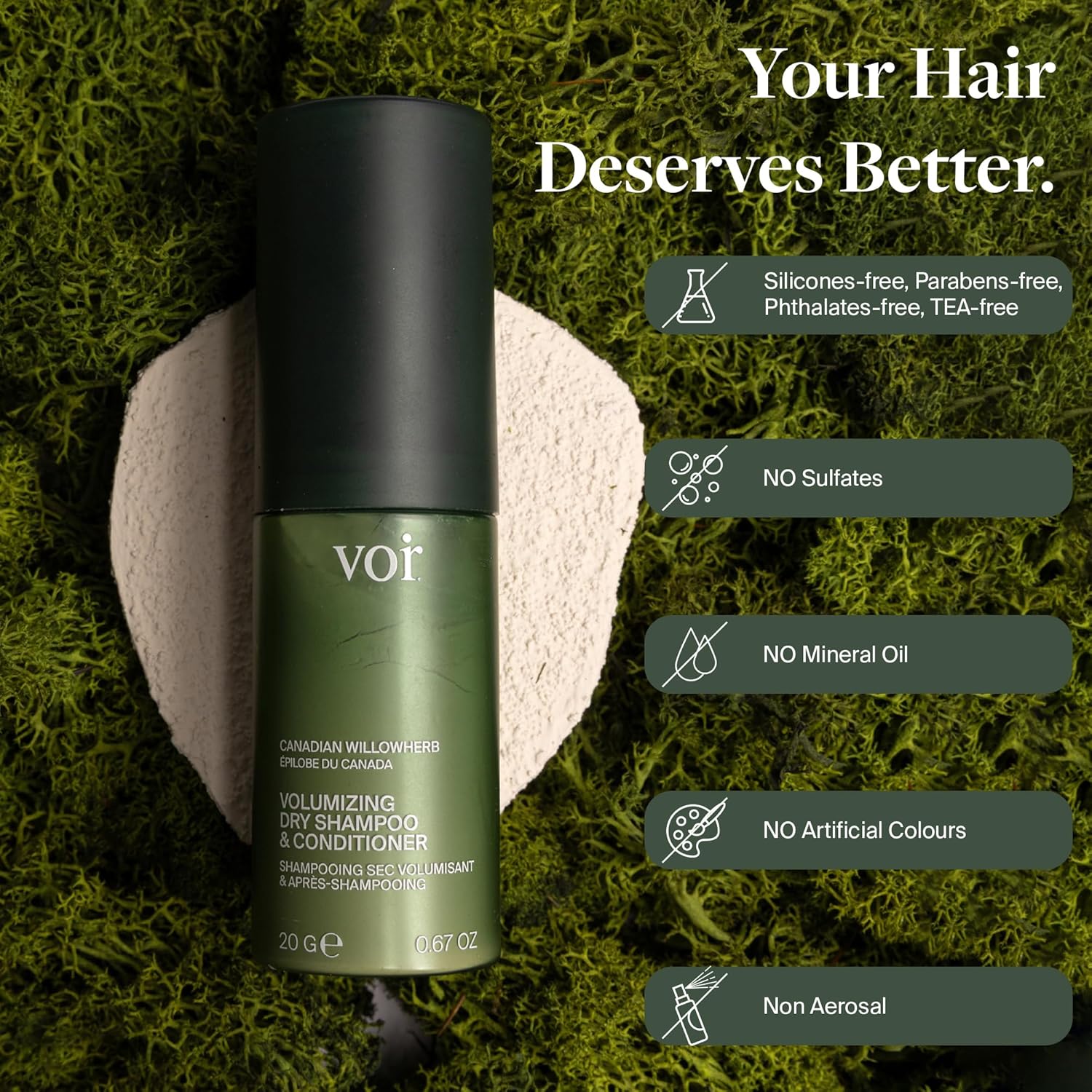 Voir Haircare Volumizing Dry Shampoo & Conditioner - Organic Powder with Willowherb & Green Tea | Travel Size 0.67 oz
