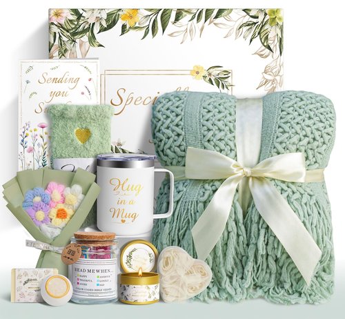Valentines Day Gifts for Her Women Girlfriend Wife Daughter, 11 Pcs Birthday Gifts for Women Mom Her Best Friend Sister Grandma, Self Care Gift Get well Relaxing Spa Thank you Sympathy Gift Basket Set