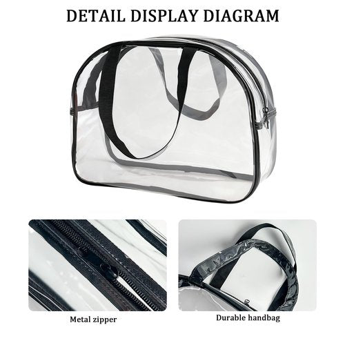 TotePrint Large Clear Butterfly Cosmetic Bag and Travel Pouch with Handle,Durable PVC Material,Zipper Design-Ideal for Makeup,Travel Essentials (Transparent+Black Handle)