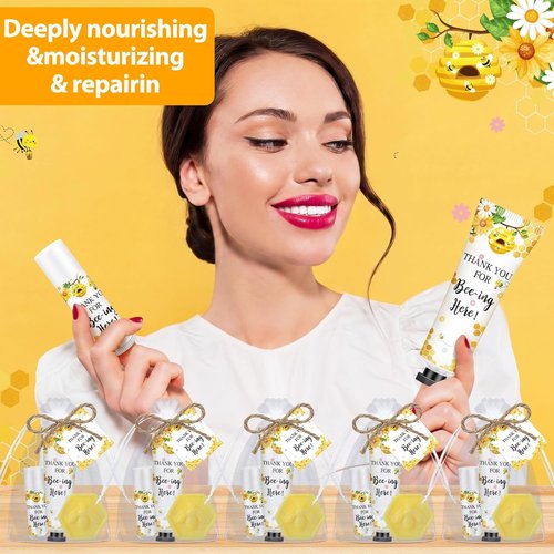 Skiennix Bee Themed Baby Shower Favors - 75 Pcs Sweet As Can Bee Lip Balms & Honeycomb Soap