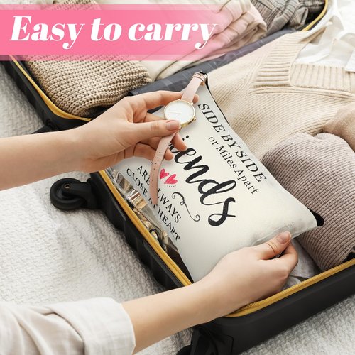Saintrygo 10 Pieces Friendship Gifts for Women Good Friend Cosmetic Bags Funny Long Distance Friendship Makeup Bags Christmas Gift Travel Toiletry Makeup Zipper Pouch for BFF Soul Sister(Heart Style)