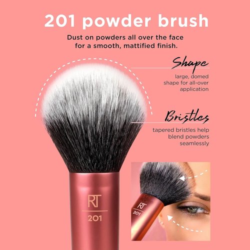 Real Techniques Ultra Plush Powder Brush - Large Fluffy Brush for Sheer Buildable Coverage | Vegan & Cruelty-Free