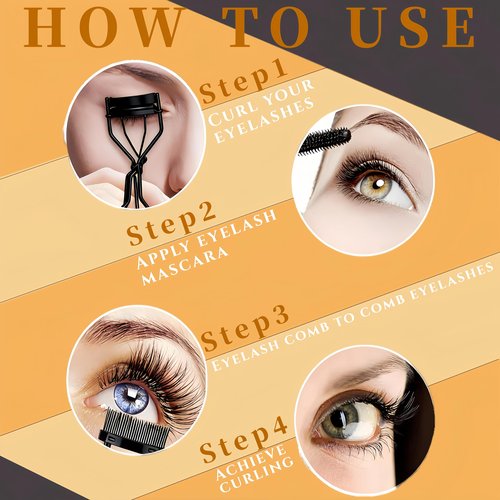 Acavado Professional Eyelash Curler with Lash Comb – Award-Winning Design – Pinch-Free, Effortless Curl for a Lash-Lift Effect in Seconds, Perfect for Home or Travel, Grey Black