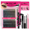 PROLASHBEAUTY Lash Clusters with Spikes 80D 100D Manga Lash Clusters Kit Spiky Eyelash Clusters Lash Bond and Seal Lash Remover Lash Tweezer Apply at Home(80D+100D, 8-18mix)