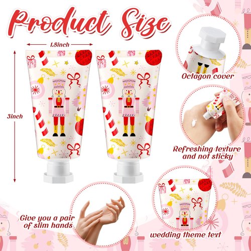 Heigble 50 Pcs 1 Oz/ 30 ml Christmas Nutcracker Hand Cream Gifts Bulk Travel Size Christmas Thank You Hand Cream Body Lotion Gifts for Women Coworker Teacher Nurse Souvenir Xmas Party Supplies