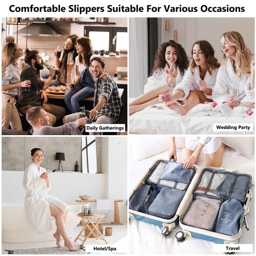 DECOUE 6 Pairs Disposable Slippers for Guest, Non Slip Spa Washable Reusable House Slippers Hotel Indoor Shower Slides for Women Men, Home,Travel(Polar Fleece)