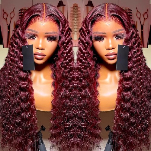 ANDRIA 13X4 HD Lace Front Wigs Straight Hair Glueless Lace Wigs 200% Density Blonde and Red Long Straight Natural Wig Pre Plucked Lace Frontal Wigs With Baby Hair For Black Women 32 Inches