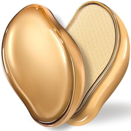 GABOX Nano Glass Pro Foot File - Callus Remover for Feet - Heel Foot Scrubber Dead Skin Exfoliator - Pedicure SPA Tool for Women & Men - Removedor de Callos en Los Pies - Crystal Gold