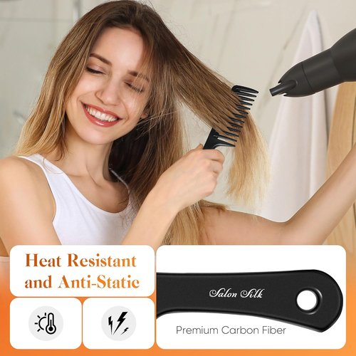 SALONSILK Professional Comb Set - 4PCS Wide Tooth & Fine Tooth Hair Combs for Styling & Braiding