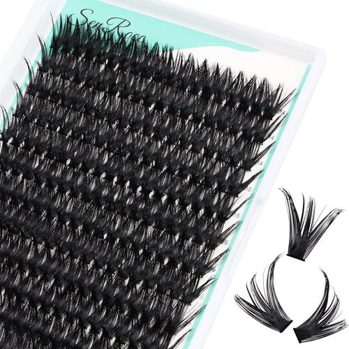 Cluster Lashes Individual Lashes14-18mm D Curl Natural Look Mixed Tray 80D DIY Eyelash Extension Volume Lash Clusters Eyelashes Long 0.07 Individual Lash Extensions (80D-0.07D-14-18)
