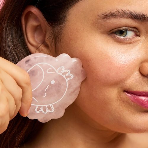 TONYMOLY Gua Sha Tool - Archie Axolotl Rose Quartz Facial Massager for Sculpting & Lymphatic Drainage | K-Beauty Gift, Limited Edition