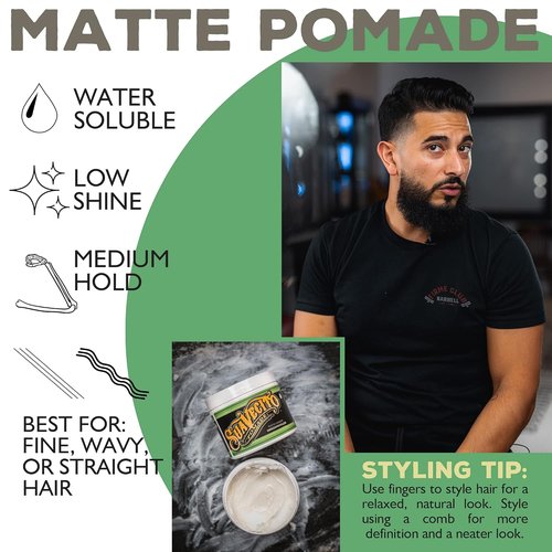 Suavecito Pomade - Matte Finish Hair Pomade for Men | Medium Hold, Shine-Free, 5 oz