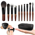 Travel Makeup Brush Set with Case, Mini Makeup Brushes Set for Powder, Foundation, Eyeshadow, Lip, Highlight, Blush & Concealer, 10 Pcs Travel Size Makeup Brushes & 2Pcs Triangle Powder Puff