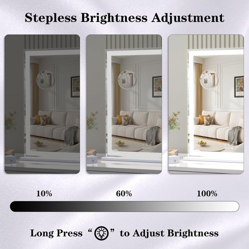 ANYHI Vanity Mirror with LED Light, 24"x20.5" Lighted Vanity Mirror with 10X Magnifying, 3 Color Modes, Dimmable, Smart Touch Control, Aluminum Frame, Tabletop/Wall Mount, White