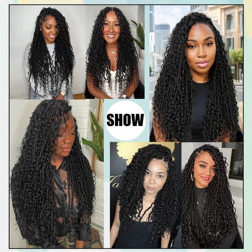 Silver White Goddess Locs Crochet Hair 7-Pack Pre Looped Braiding Hair 84 Strands Bohemian Faux Loc Boho Braids River Locs Dreadlocs Hair for Black Women (Silver white, 18 Inch(Pack of 7))