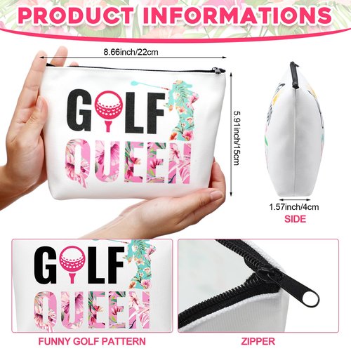 Bulyoou 12 Pcs Golf Gifts for Women Female Cosmetic Bags Golfer Makeup Bag Canvas Toiletry Pouch with Zipper Accessories for Women Ladies Golf Lover Player Fans Birthday Gifts