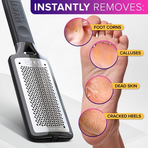 RUSTPROOF Foot File Callus Remover for Feet with Skin Catcher (XL Size) NYK1 MEGAFILE Foot Callus Remover for Wet & Dry Use - High-Performance Feet Scrubber with Textured Grip for Non-Slip Control