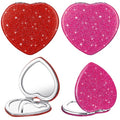 Geelin 6 Pcs Valentine's Day Heart Compact Folding Mirror Galentine Double Sided Mini Vanity Mirror Portable Travel Makeup for Purse Cute Glitter Cosmetic Looking Glass for Women Mom (Rose Red,Red)