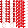 Youyole 36 Pcs Heart Shaped Headbands Bulk and Heart Shaped Sunglasses for Women Summer Birthday Party Favor Decor(Red,Frameless)