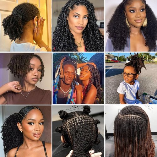 Afro Kinkys Bulk Human Hair 3 Bundles 90 Gram For Twists Braiding Dreadlock Extensions Create Repair Braid Micro Twist Human Hair Bundles Bulks Locs Extensions 1B Natural Black 8+8+8 30g/bundle